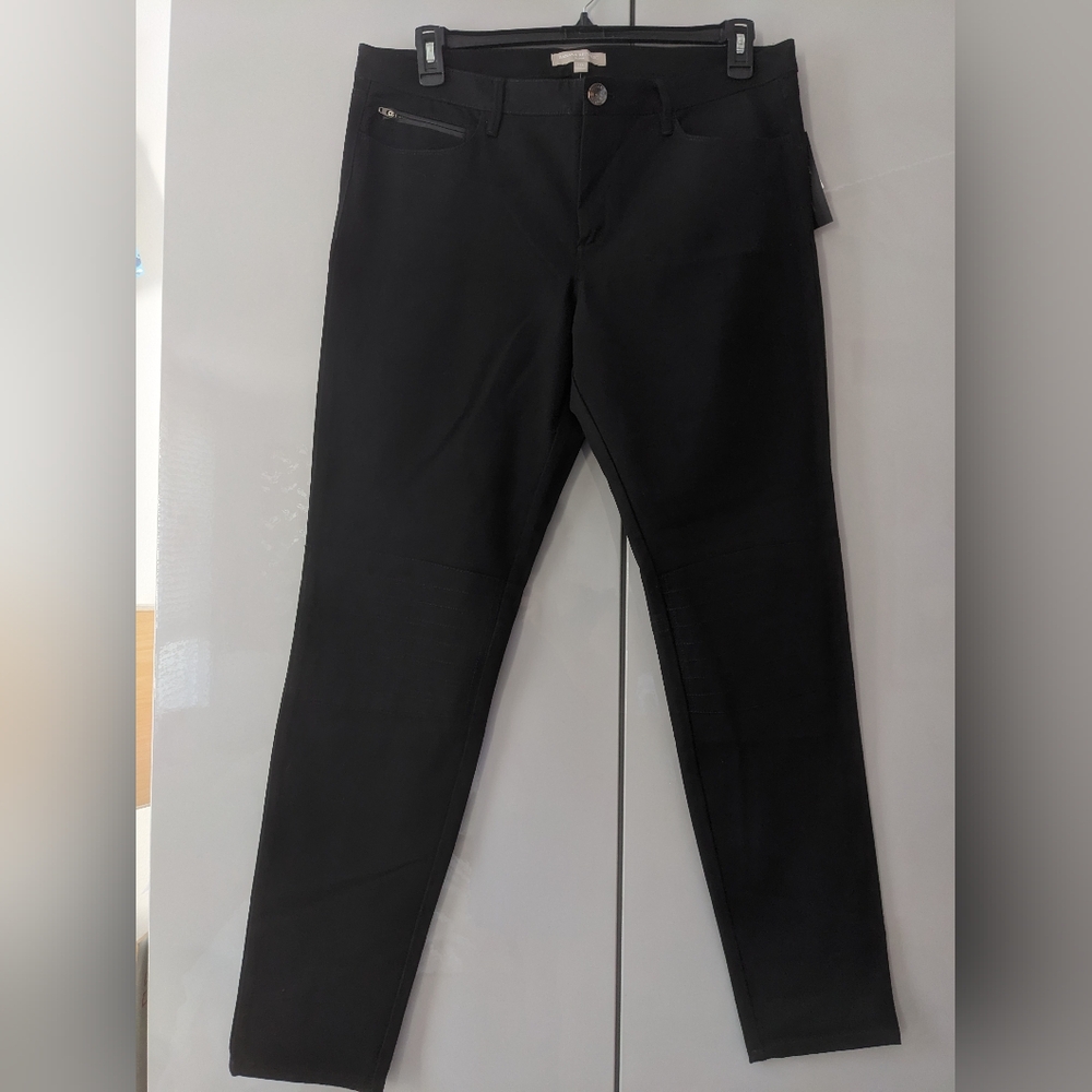 NWT Pants Leather TRIM (Faux) Banana Republic Black Stretch Trousers - Picture 5 of 9